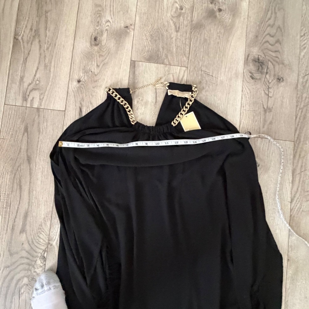Michael Kors Black Fringe Halter Dress Chain Neck LBD XS dressy party NWT $195 - Picture 7 of 11